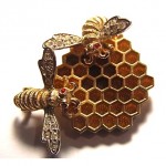 vintage boucher bees on hive brooch