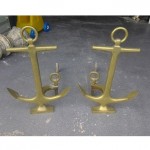 vintage brass nautical anchor andirons