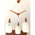 vintage danish teak glass pendant lamp