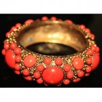 vintage graziano coral glass cabachon bracelet