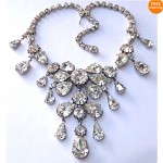 vintage hattie carnegie rhinestone bib necklace