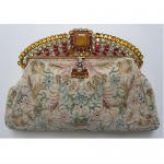 vintage josef beaded embroidered purse with hobe jeweled frame