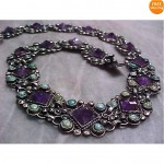 vintage matl amethyst turquoise necklace