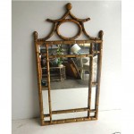 vintage mid-century faux bamboo hanging mirror z
