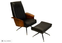 vintage mid-century lounge chair and ottoman