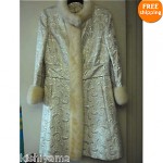 vintage mid-century metallic mink trim evening coat and dress set z