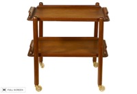 vintage mid-century teak tray cart