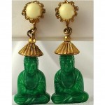 vintage miriam haskell buddha earrings