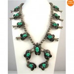 vintage navajo kingman turquoise squash blossom necklace