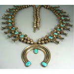 vintage navajo silver turquoise squash blossom necklace