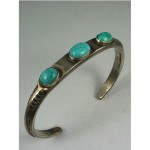 vintage navajo turquoise narrow ingot silver bracelet