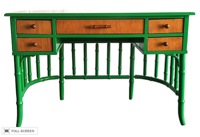 vintage newly lacquered bamboo desk