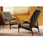 vintage pair danish modern reclining lounge chairs z