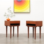 vintage pair of 1960s danish modern teak bedside tables