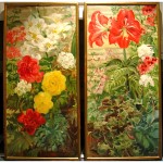 vintage pair of early 1900s english botanical floral oil paintings z