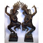 vintage pair of large bronze apsara statues z