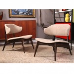 vintage pair of restored mid-century danish modern low lounge chairs z