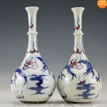 vintage pair porcelain dragon vases