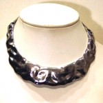 vintage pauline trigere modernist hammered collar necklace