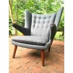 vintage reupholstered hans wegner papa bear chair