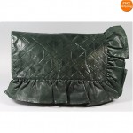 vintage ruffle leather clutch