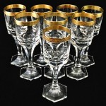 vintage set of moser gold rim wine glasses