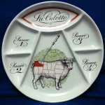 vintage set of six french porcelain steak plates z