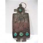 vintage southwestern silver and turquoise kachina pendant