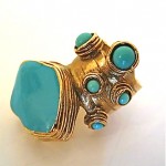 vintage ysl turquoise glass enamel and glass ring