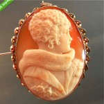 antique 14k carved shell flapper cameo brooch z