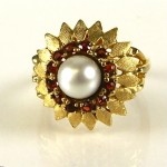 antique 14k pearl garnet ring