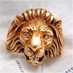 antique 1800s 14k diamond lion ring