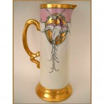 antique 1900s french handpainted porcelain tankard