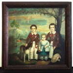 antique 19th century american folk art oil painting z