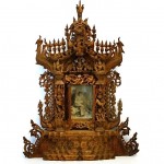 antique 19th century burmese hand carved teak hidden picture frame z