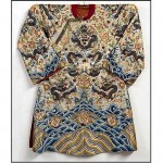 antique 19th century chinese silk embroidered dragon robe