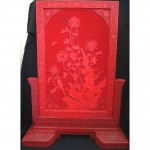 antique c. 1900s chinese cinnabar lacquer floor screen