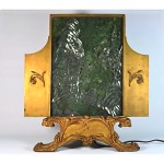 antique chinese carved jade table screen lamp z