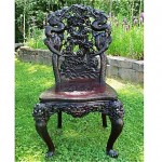 antique chinese hand carved drago chair