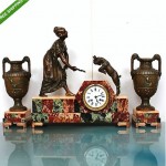 antique marti french art deco marble clock with sidepieces