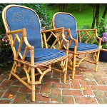 antique pair of chinese bamboo rattan cane chairs z