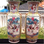 antique pair of large chinese famille rose porcelain vases