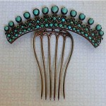 antique sterling turquoise hair ornament