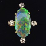 antique victorian 18k opal and diamond ring