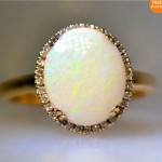 vintage 14k australian opal diamond ring