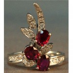 vintage 18k white gold ruby diamond ring