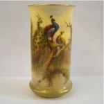 vintage 1906 w. h. austin for royal worchester peacock vase