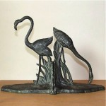 vintage 1920s austrian bronze flamingo bookends z