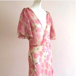 vintage 1930s silk chiffon heart print maxi dress gown z