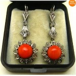 vintage 1940s palladium diamond coral earrings